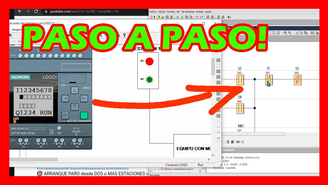 🎯🎯 CadeSimu con LOGO! Siemens| ARRANQUE de un MOTOR desde dos ESTACIONES