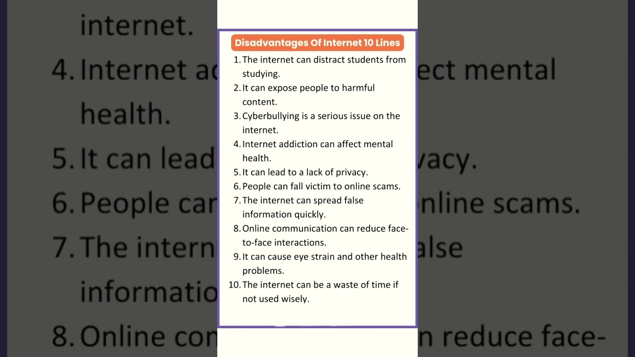 🔴10 Lines On Disadvantages of Internet,10 Lines On Disadvantages of Internet In English,Disadvantage