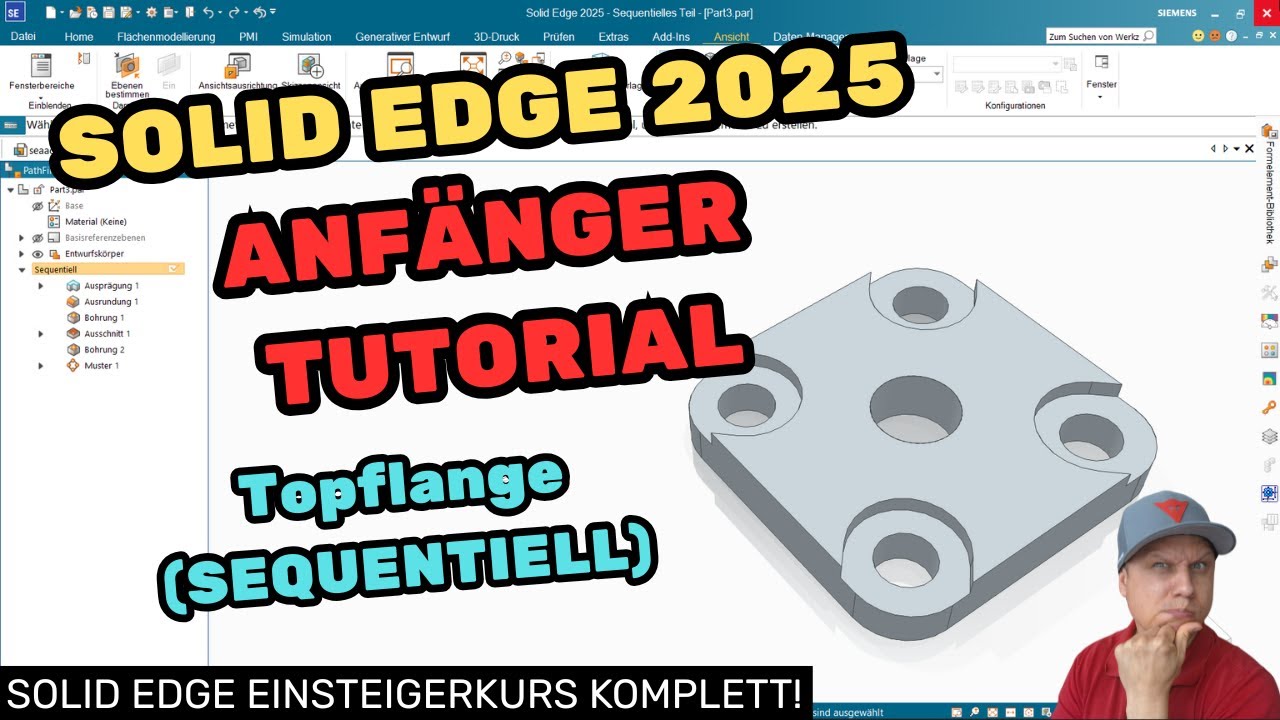 Solid Edge 2025 | Wir konstruieren den Top-Flansch | Tutorial [DE]