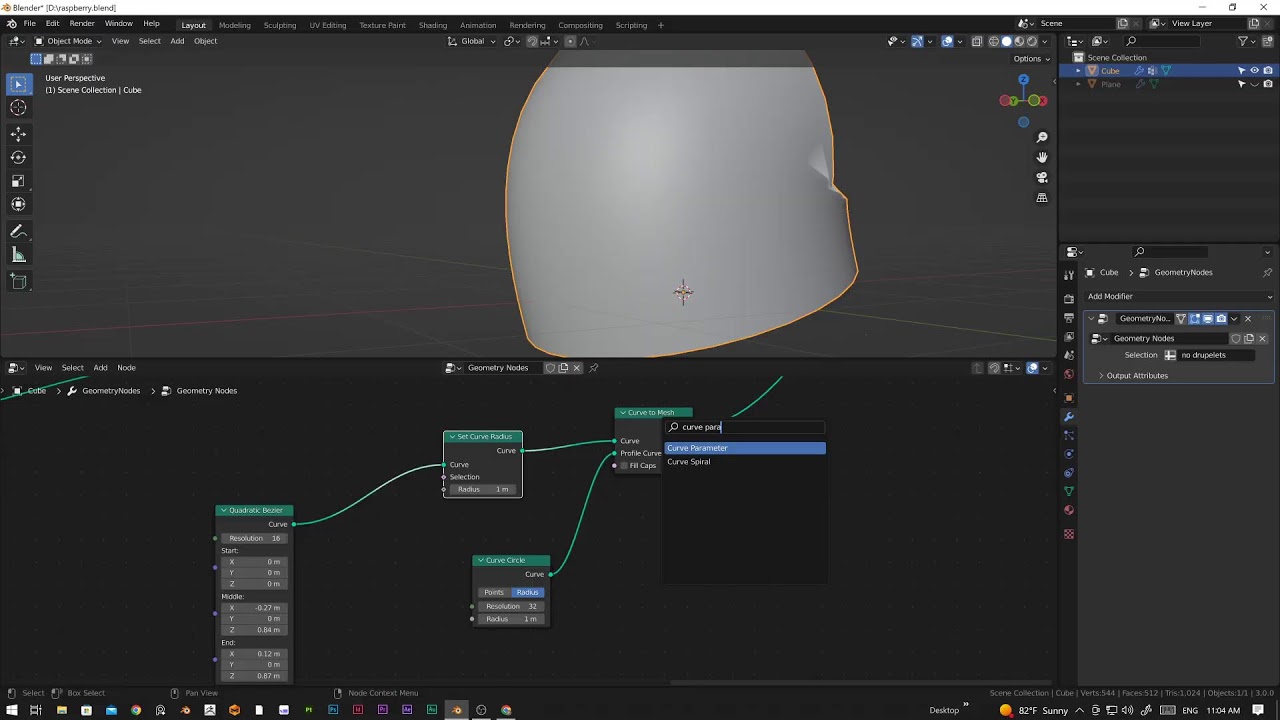 Modelling raspberry in Blender using geometry note - Part 2