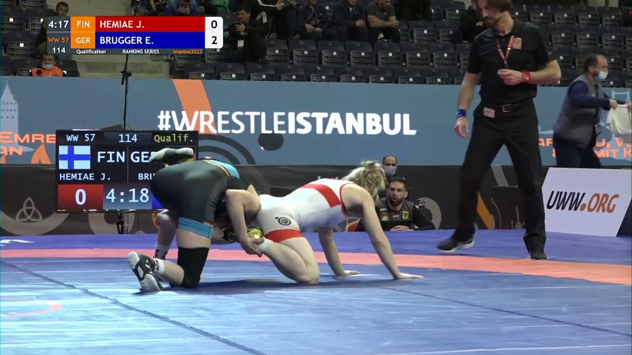 Qual. WW - 57 kg: J. HEMIAE (FIN) v. E. BRUGGER (GER)