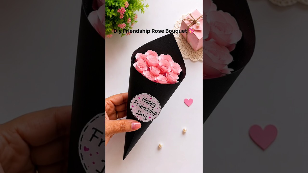 Easy Friendship Day Rose Bouquet 🌸 DIY Paper Flower Gift Idea