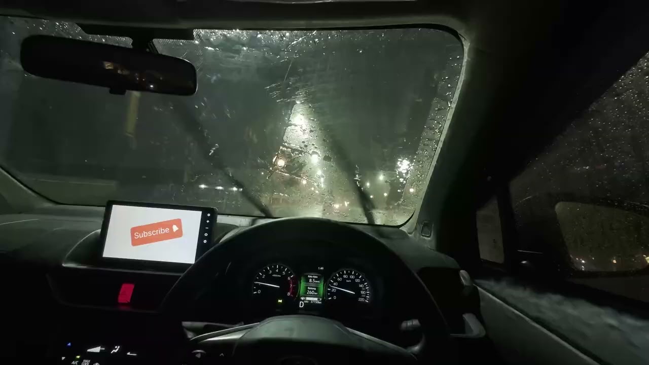 🌧️ Driving in Heavy Rain at Night — let the soothing sound of rain wash away your stress.