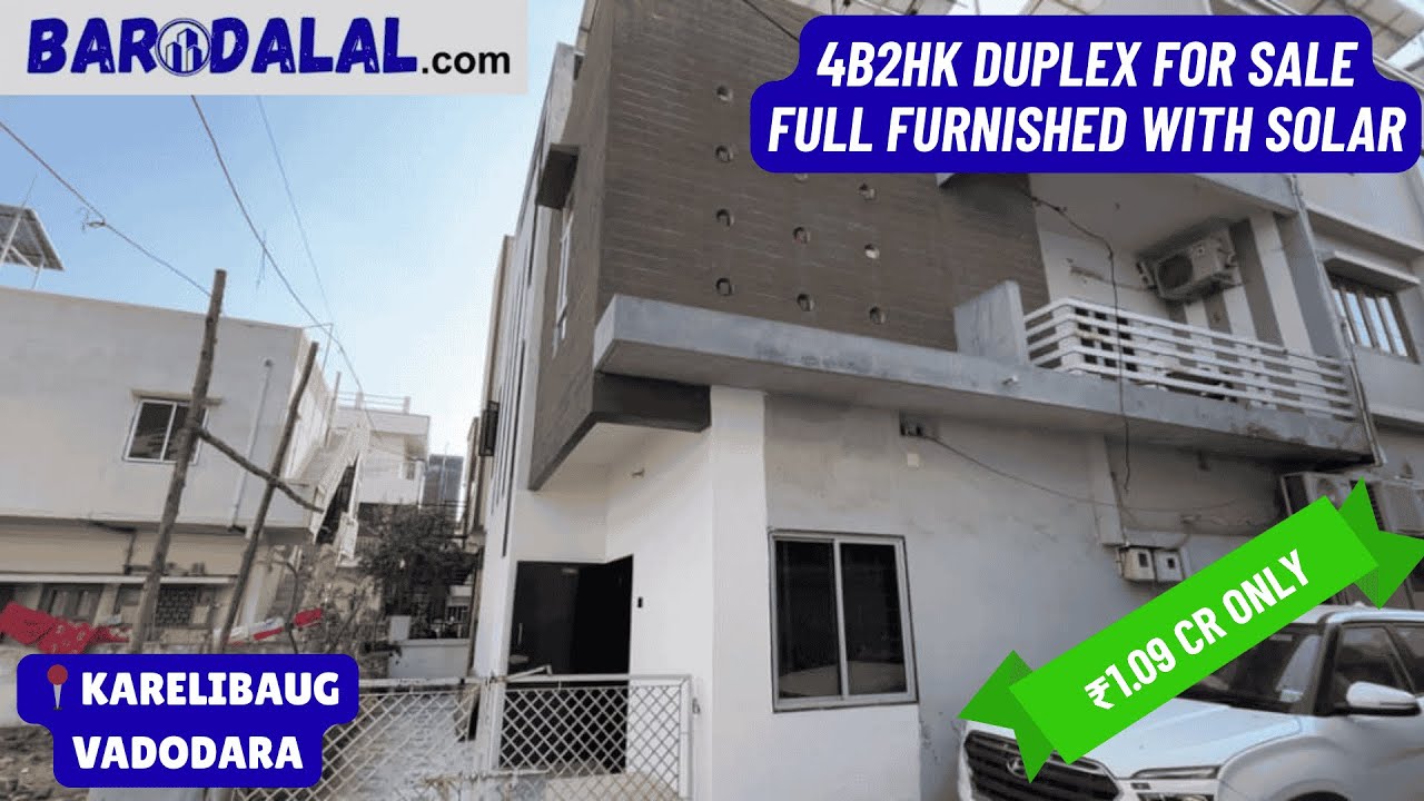 Full furnished 4b2hk duplex for sale in vadodara, karelibaug, dhanlaxmi society