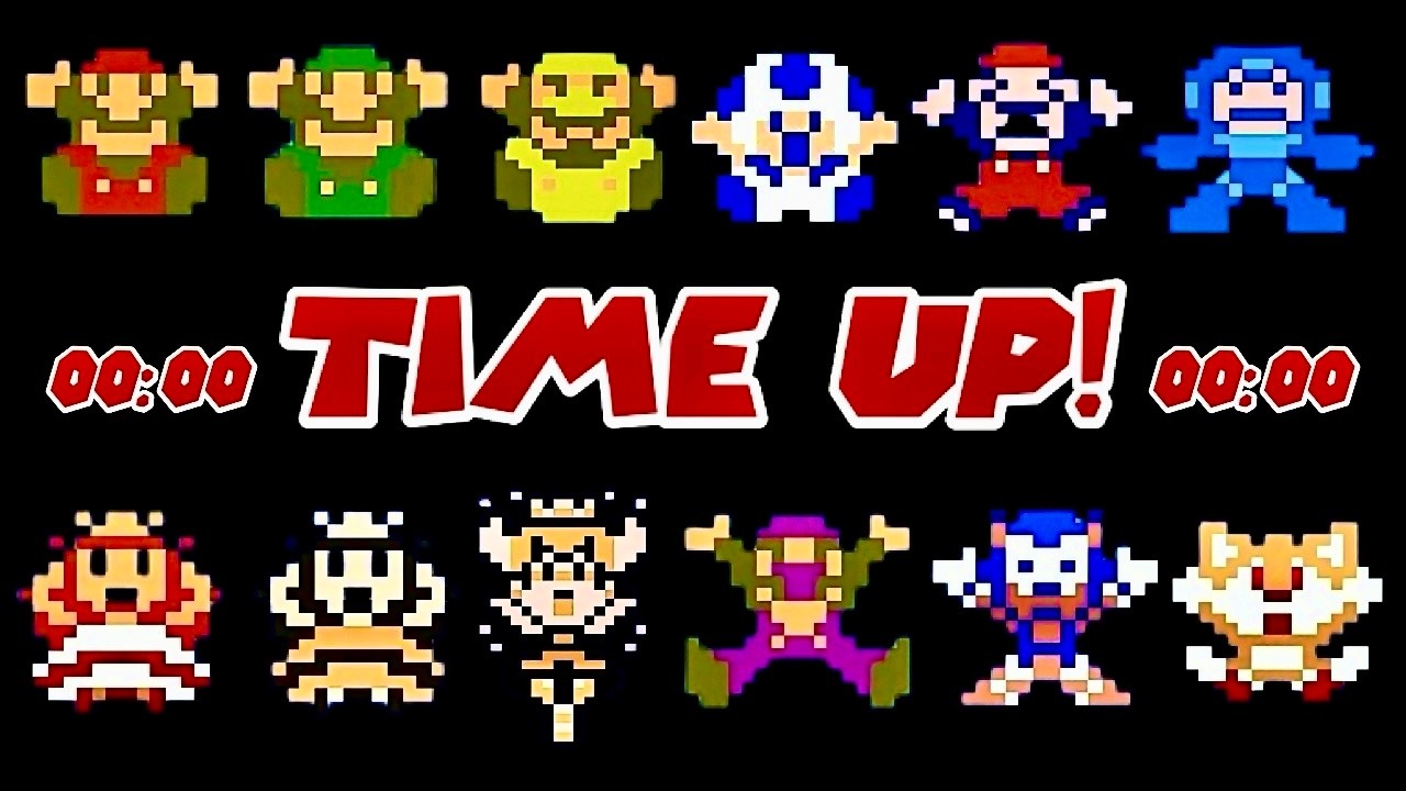 Super Mario Bros. NES 22 Characters TIME-UP + GAME OVER