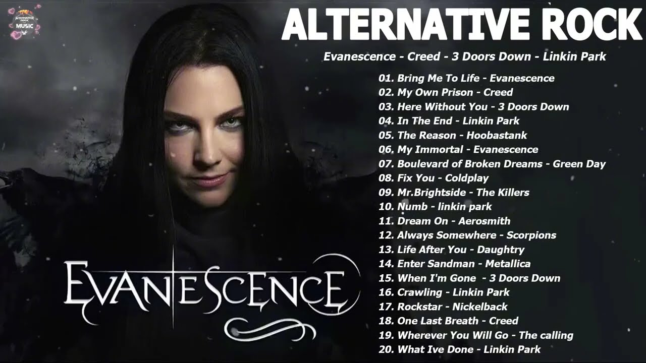 Alternative Rock Of The 90s 2000s   Linkin park, Creed, AudioSlave, Hinder, Evanescence, Nickelback