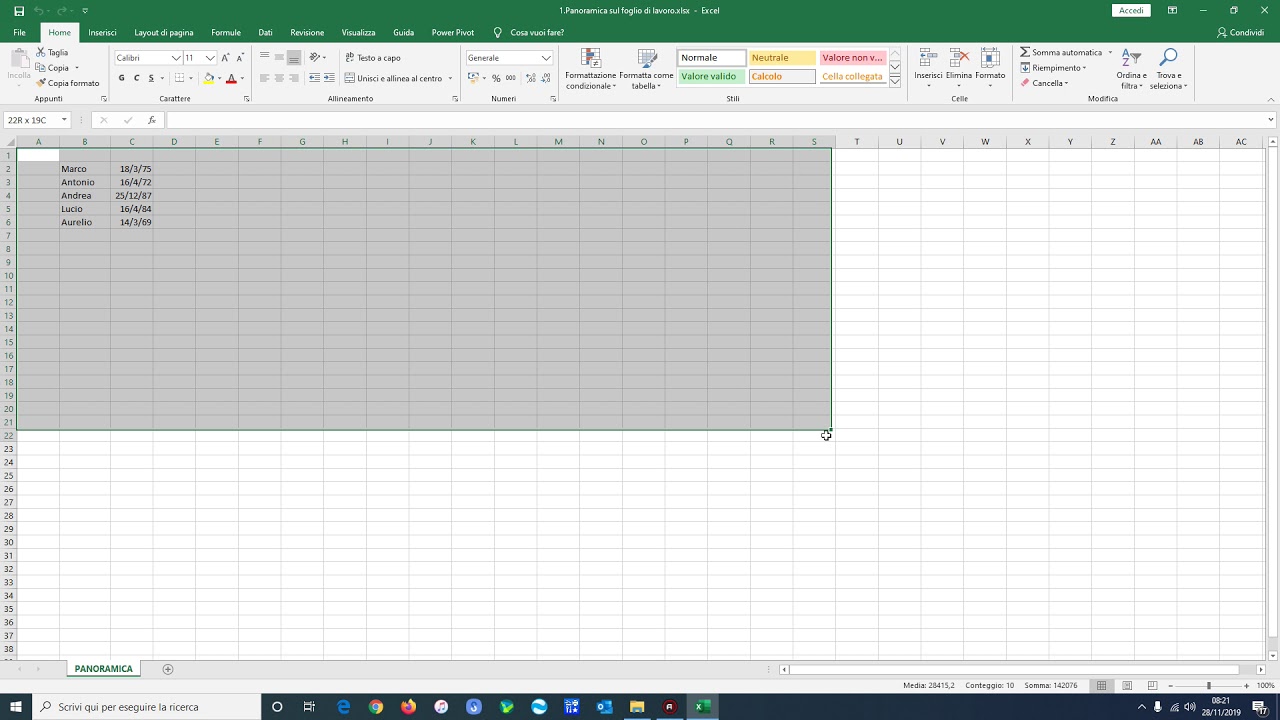 Corso Excel avanzato-Lezione 1