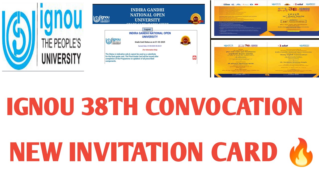 IGNOU NEW 38TH CONVOCATION  INVITATION CARD  LIVE SESSION 1ST MARCH 2025