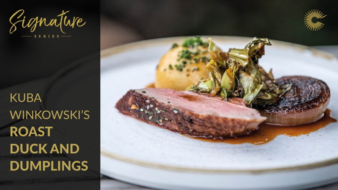 Kuba Winkowski's Roast Duck with Sauerkraut Dumplings & Hispi Cabbage