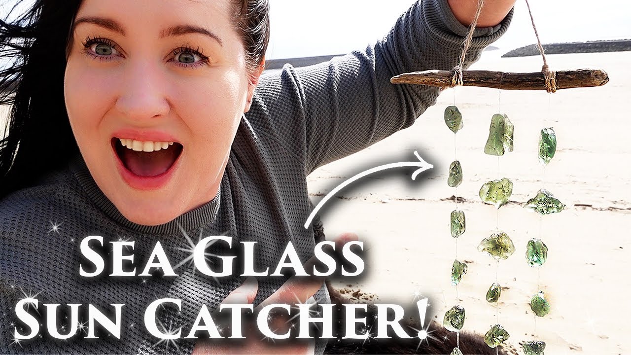 Easy DIY sea glass craft! * Sun Catcher * Wind-chime * No drilling needed!