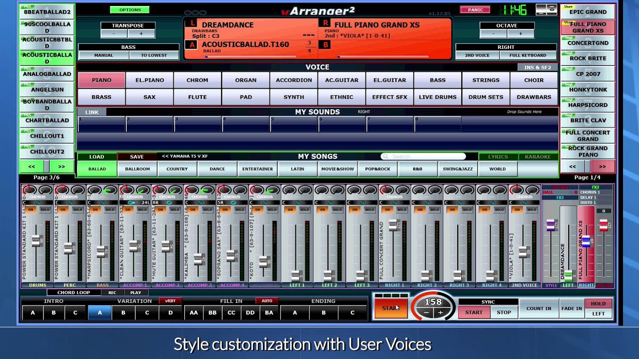 Motif XF & vArranger2 : playing style with GM, Preset User voices, English subtitles.