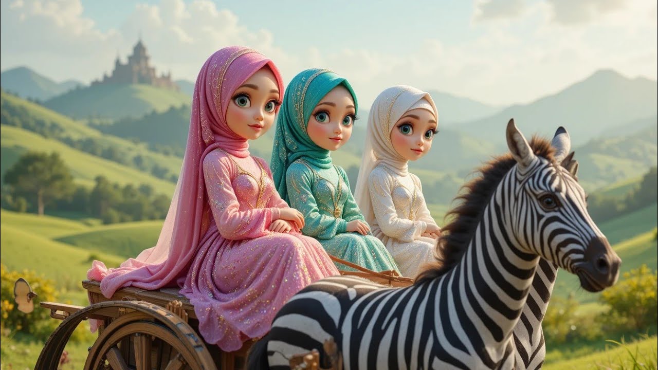 Amazing Story Of Zebra Cart And Thrée Princesses_Kids Moral Story_Story For Kids Learning 