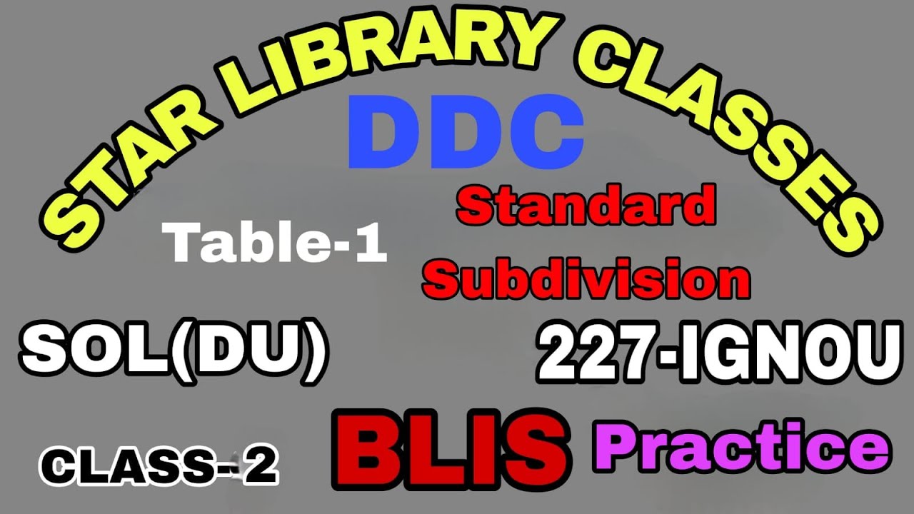 DDC Table-1 (PYQ For Practice ) for IGNOU
