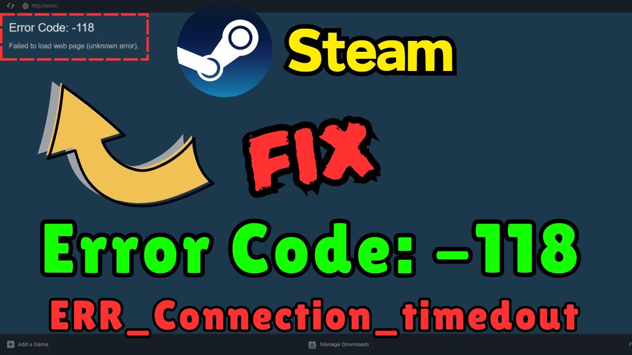 Ошибка Steam с кодом 118: невозможно подключиться к сайту, исправить