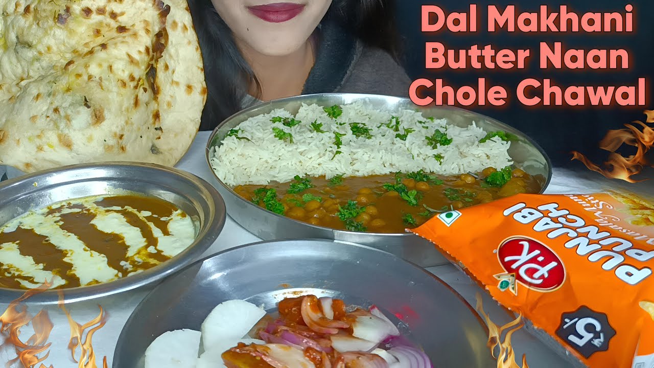 Eating 🔥Dal Makhani, Butter Naan & Chole Chawal 🤤 | Indian Comfort Food Mukbang ASMR 😋