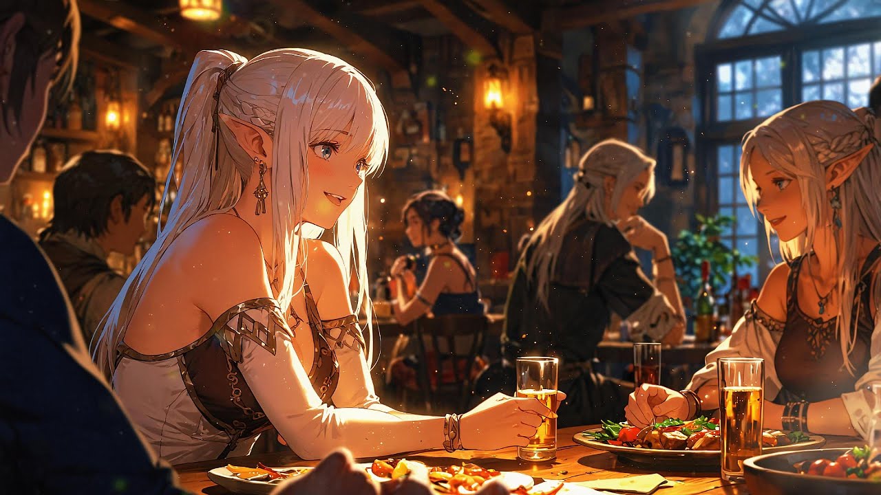 Elven Evening Feast🍺| Medieval Tavern Vibes | Relaxing Fantasy Music | Adventure, Dance & Cheer🎵