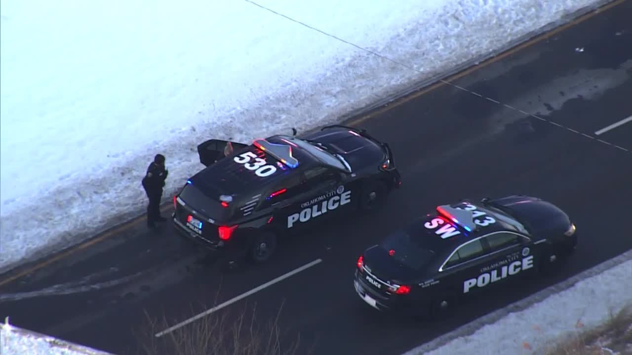 Police blocking lanes after crash on major road in west Oklahoma City