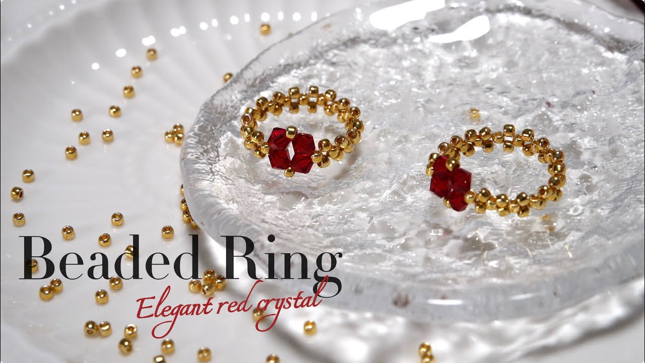 Red Crystal Beaded Ring | Elegant | Beading Tutorial
