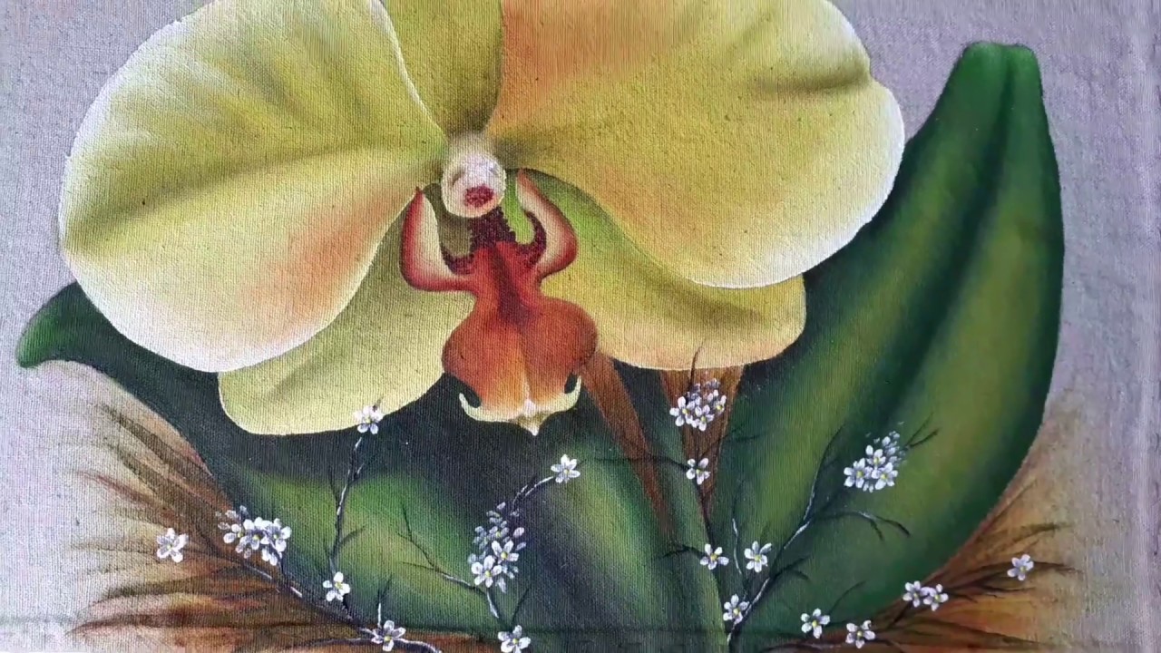 Pinturem tecido de orquídea