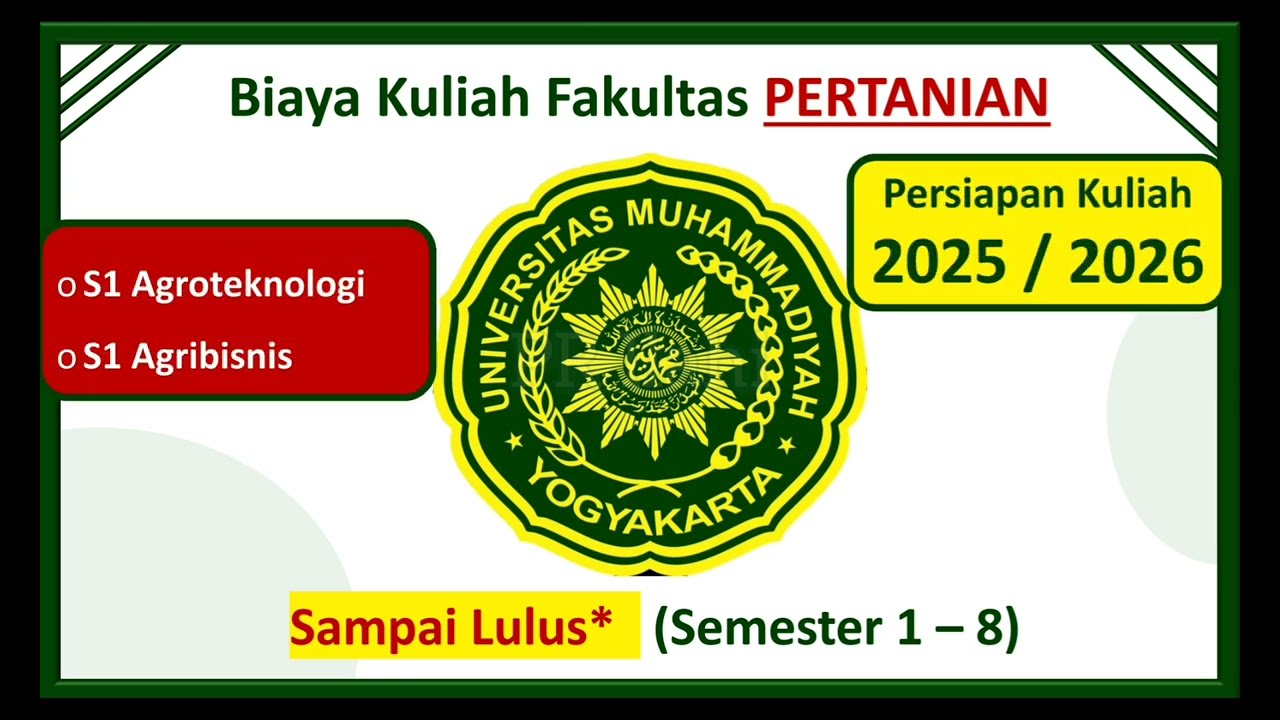 Biaya Kuliah UMY Fakultas pertania