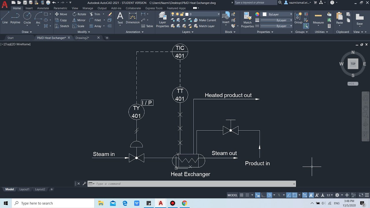 #081 I AutoCAD: P&ID for Heat Exchanger Diagram I Nazmi Ismail