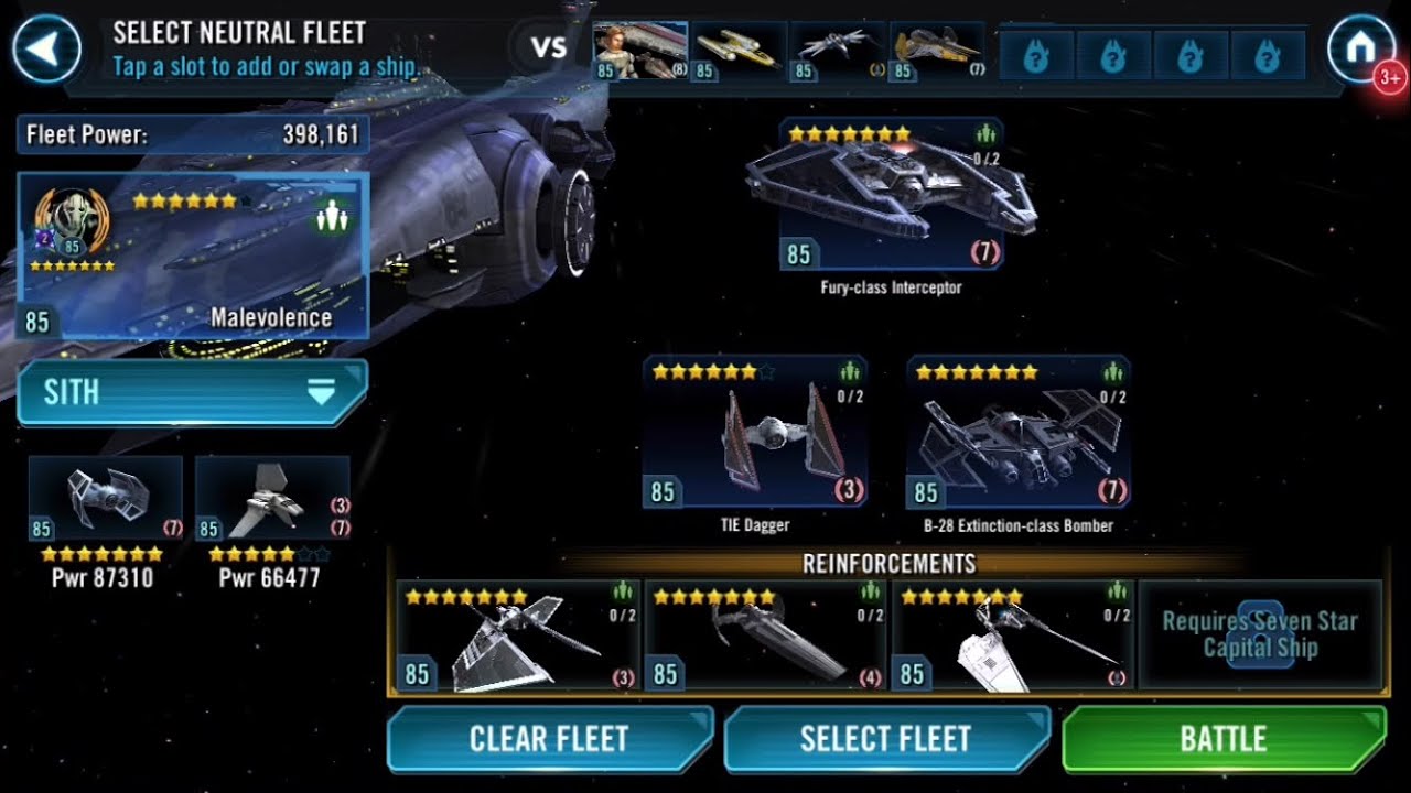 Full Auto Malevolence Sith vs Negotiator |Fleet Grand Arena SWGOH|