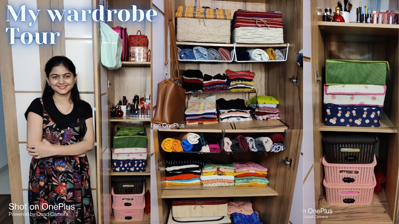 My Wardrobe Tour -Small Closet organization Ideas , Space Saving , clothes arrangement , DIY tips