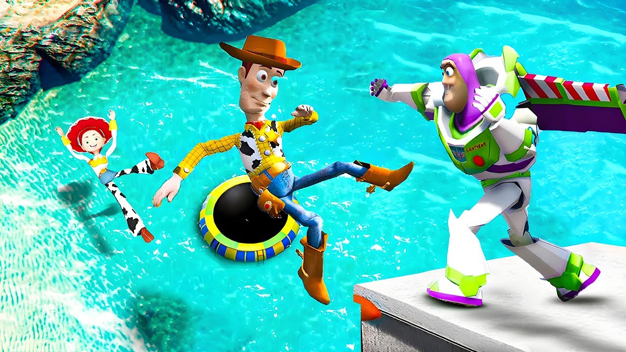 GTA 5 Woody & Jessie VS Buzz Lighyear Ragdolls / Fails [ Toy Story ]