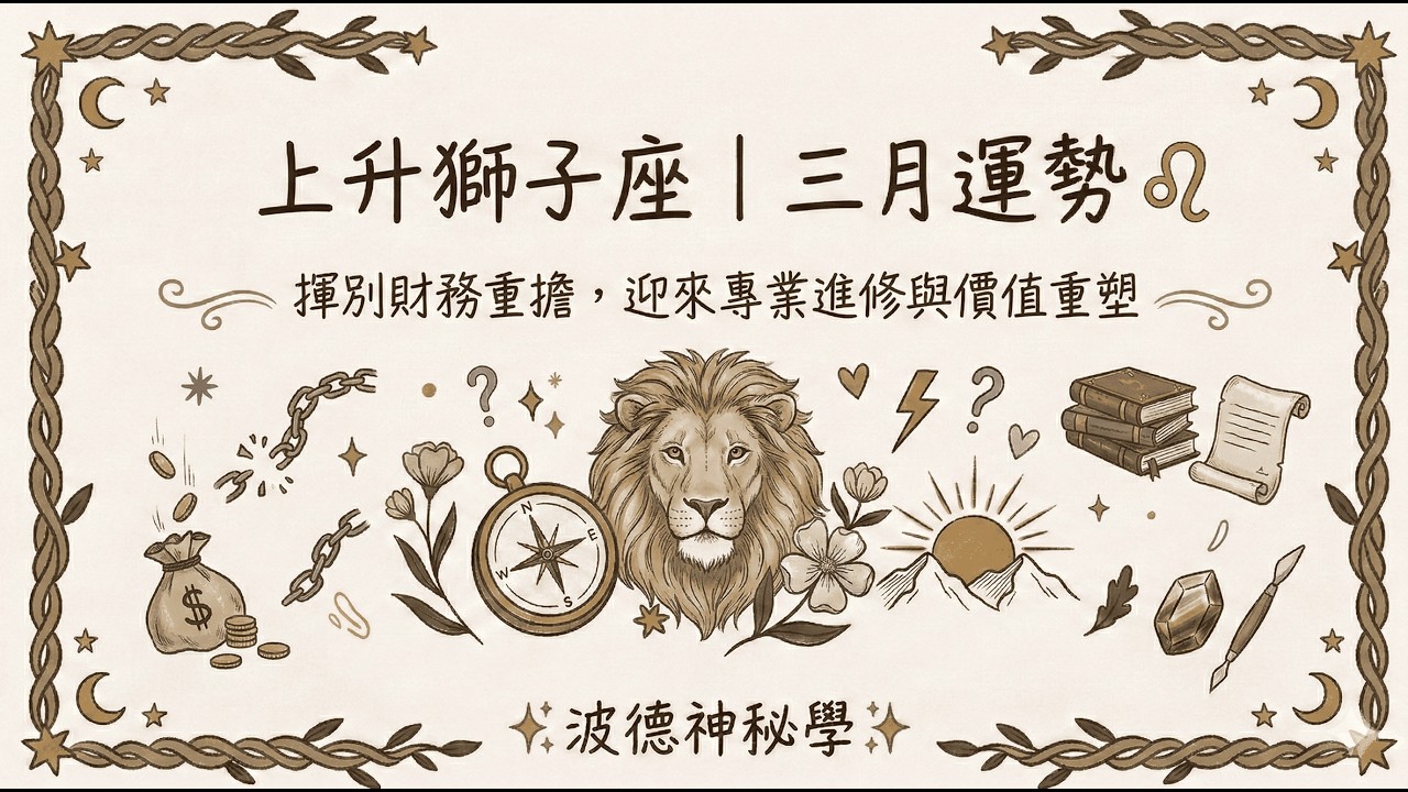 上升獅子座2026/3月運勢解析｜揮別財務重擔，迎來專業進修與價值重塑