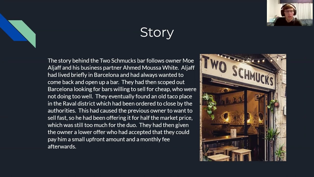 Mini-Project: Video Presentation: Two Schmucks Bar