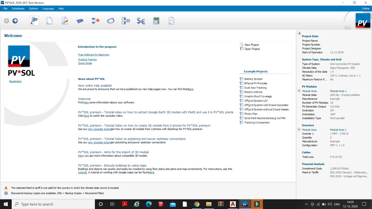 PV SOL SOFTWARE TOOL TRAINING- TO DESIGN SOLAR ENERGY YIELD REPORT