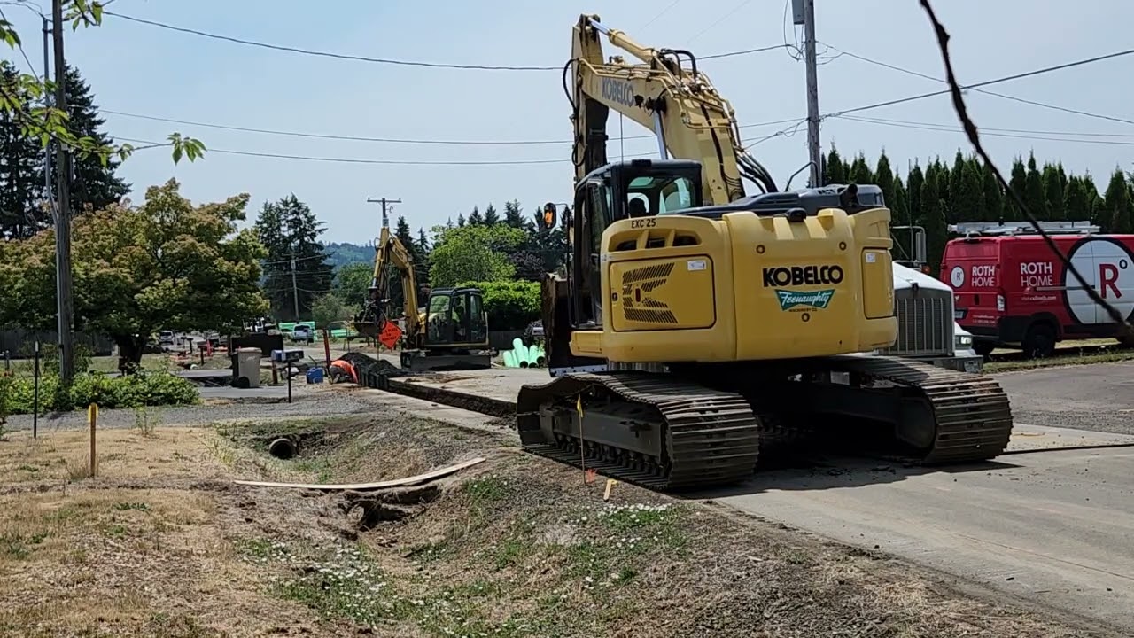 Two .5 hours of  A New Sewer Line! Big excavator, little excavator, dump truck, and a wheel loader!