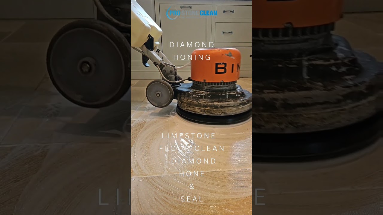 limestone floor deep clean, diamond hone & seal #limestonefloor #stonefloorcleaning