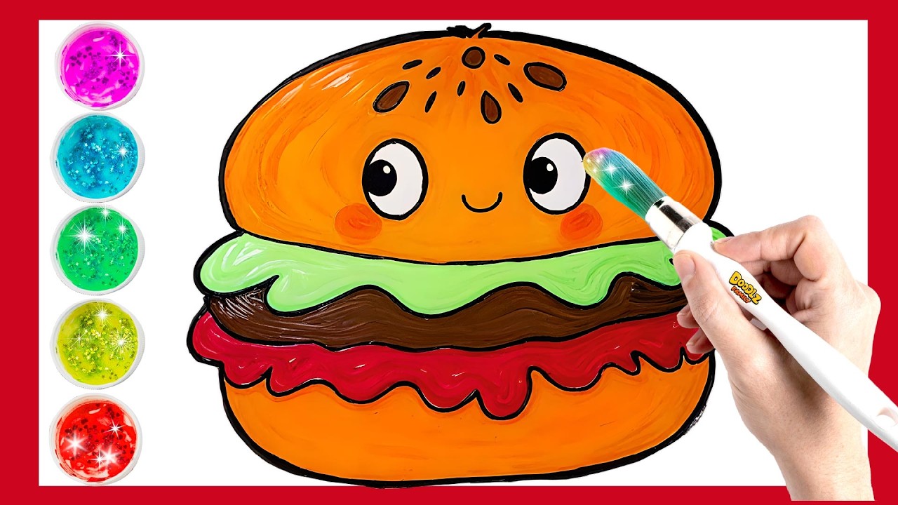 Draw a Cute Burger 🍔 | Easy Food Drawing Tutorial for Kids