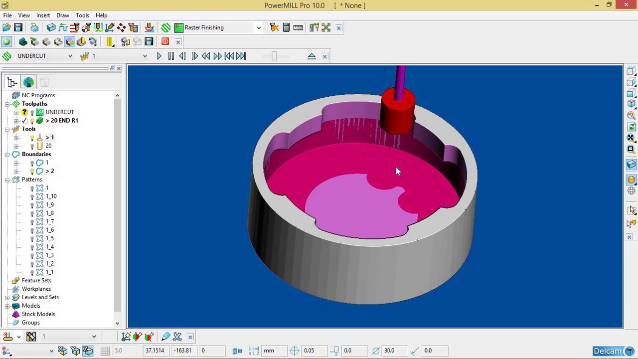 Autodesk PowerMILL Tutorial - 11 - UNDERCUT FINISH, pattern finishing