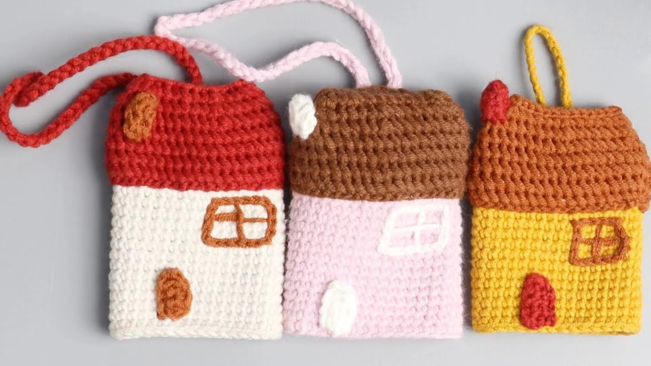 key case crochet ｜小房子钥匙包钩织教程