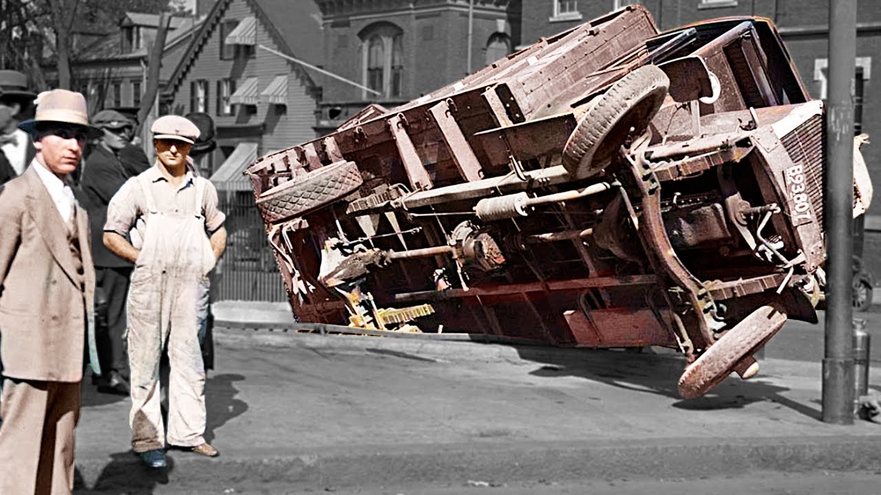 Horrifying Vintage Car Crashes Compilation (1920s-60s) - History Colorized