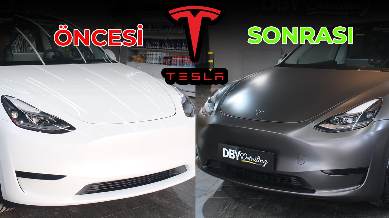 Artık Buzdolabı Renginde Değil!-Tesla Model Y Avery Dennison Dark Basalt Folyo Kaplama Renk Değişimi