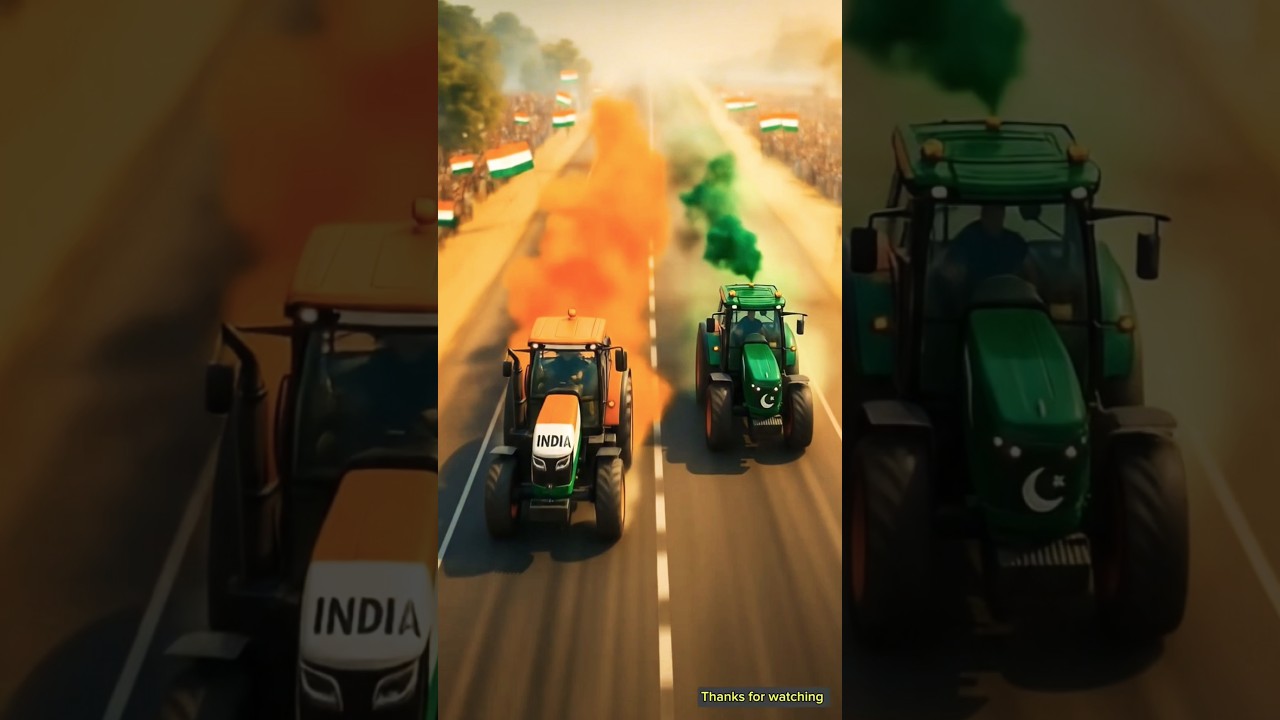 Indian Tractor VS Pakistani Tractor 🚜 who Will win The race ?? #ai #shorts #tractor