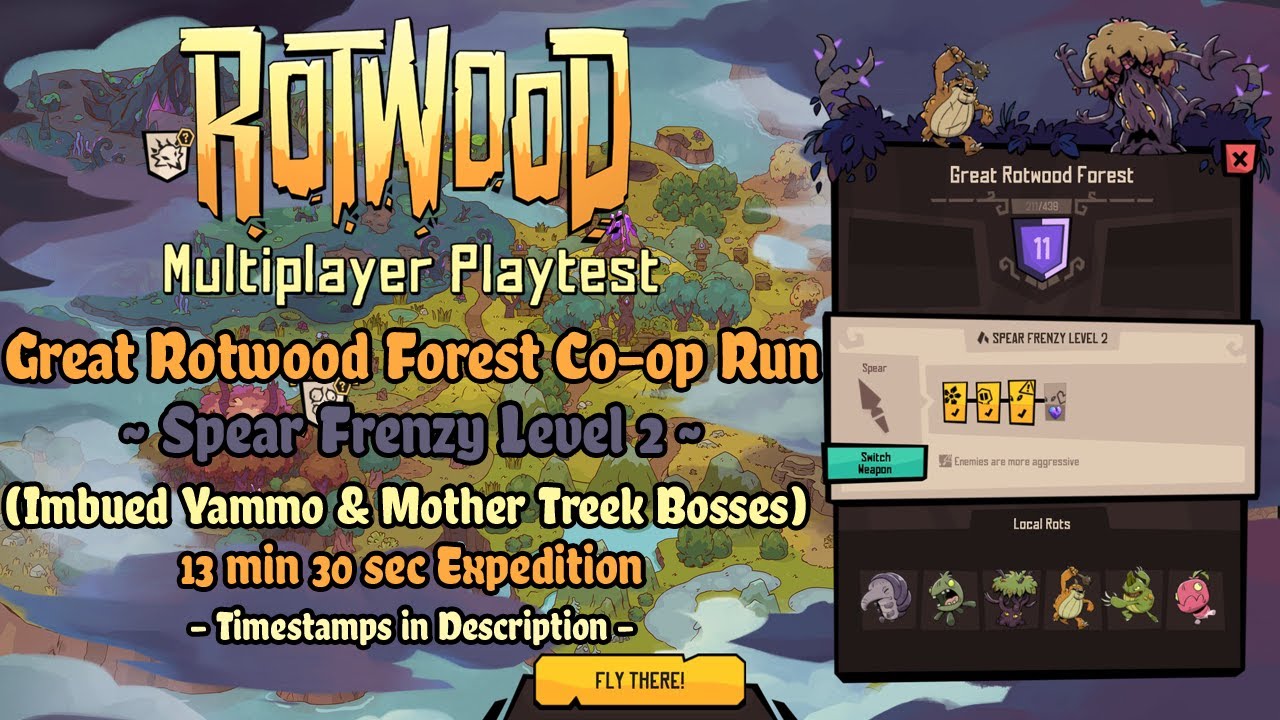 Rotwood Multiplayer Test - Great Rotwood Forest [Spear Frenzy Level 2] Co-op Run (Mother Treek Boss)
