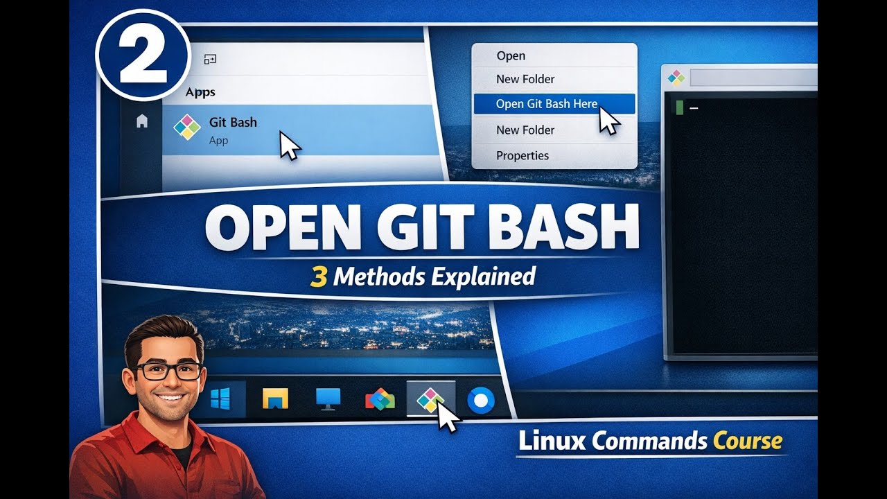 How to Open Git Bash Terminal on Windows | Complete Linux Commands Course