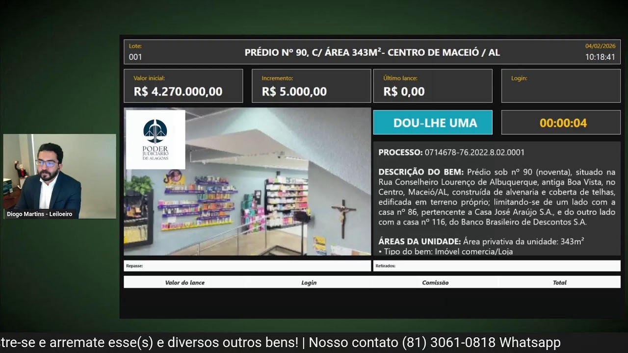 Leilão TJAL - 04.02.2026 - 10h - Exclusivamente Eletrônico.