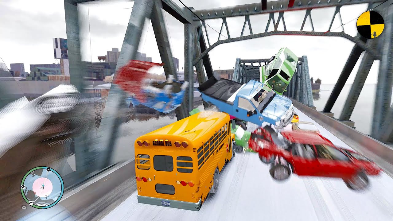 GTA 4 Crazy School Bus Crashes Ep.8