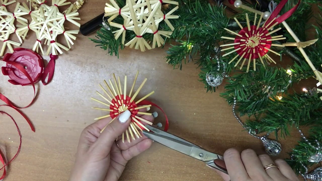 Новогодние поделки.Игрушки из соломки на елку