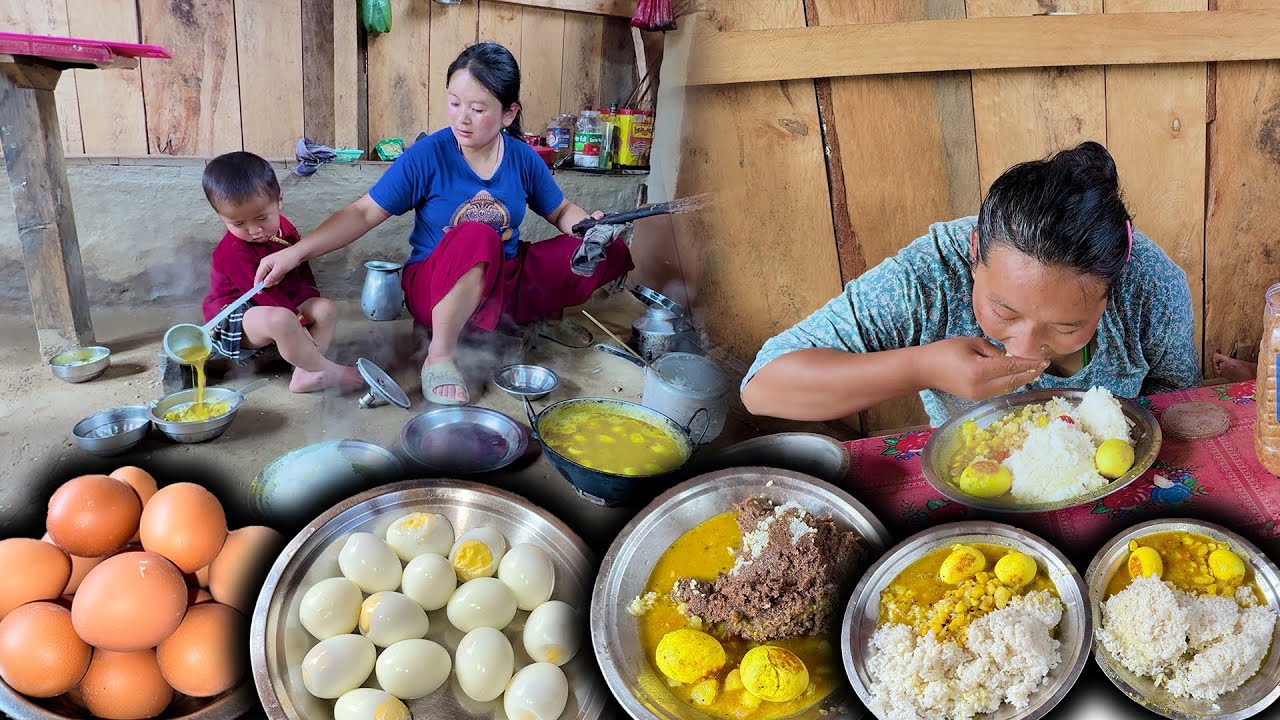 Egg & Potato curry cooking & Eating in Village Style अण्डा र आलुको तरकारि खा इयो egg curry gravy