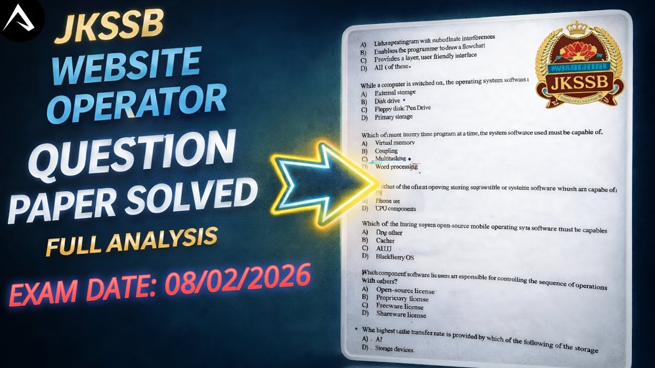 JKSSB Website Operator Question Paper Solved 2026 | Full Analysis of JKSSB Website Operator Paper ✅️