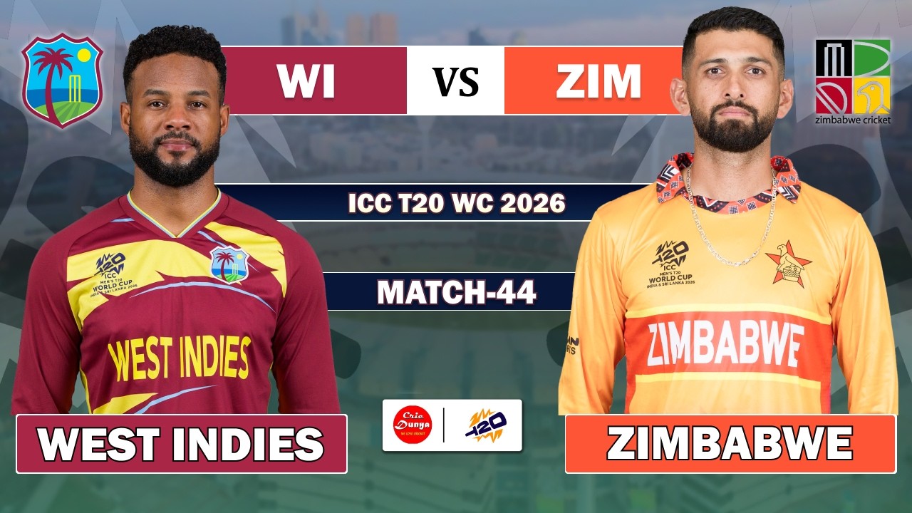 LIVE: West Indies vs Zimbabwe, 44th T20 | Live Cricket match Today &bull; WI vs ZIM Match Commentary ZIM