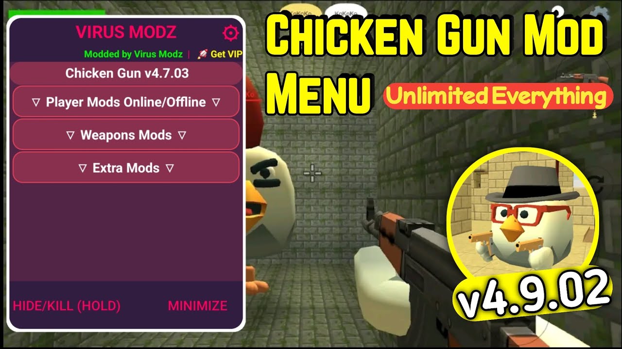Меню мода Chicken Gun 4.9.02 || Неограниченные возможности, разблокировка предметов и многое друг...