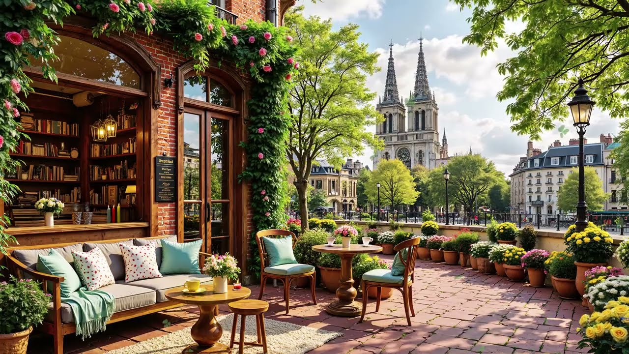 Gentle Jazz Music for Work & Study✨Outdoor Coffee Shop Ambience with Warm Morning Jazz 🎶☕