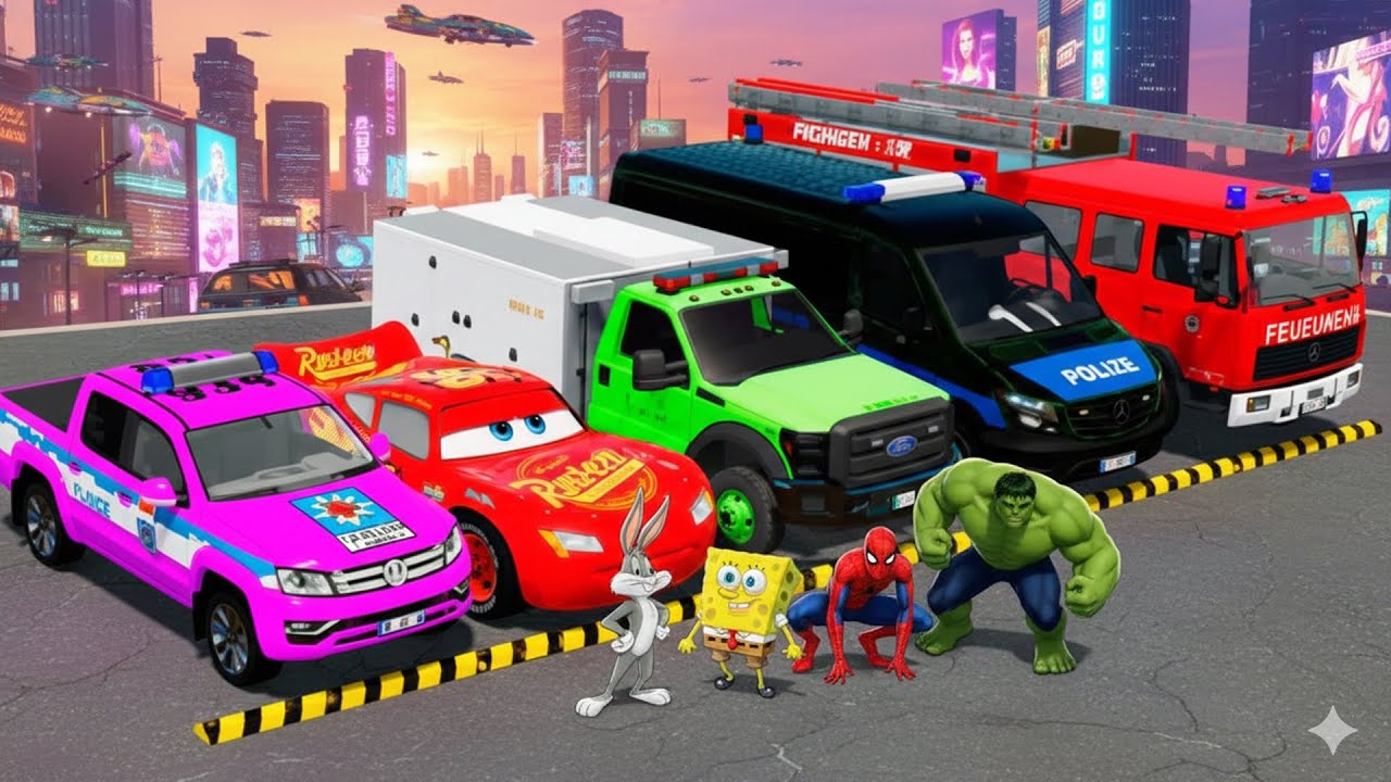 Police cars overcome obstacles in the game witch MCQUEEN CAR in FS22 #30